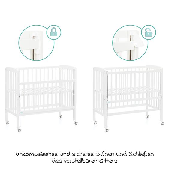 Fillikid 9-tlg. Beistellbett-Komplett-Set Nino inkl. Matratze, Bettwäsche, Spannbetttücher, Steppbett & Schmusetuch - Weiß