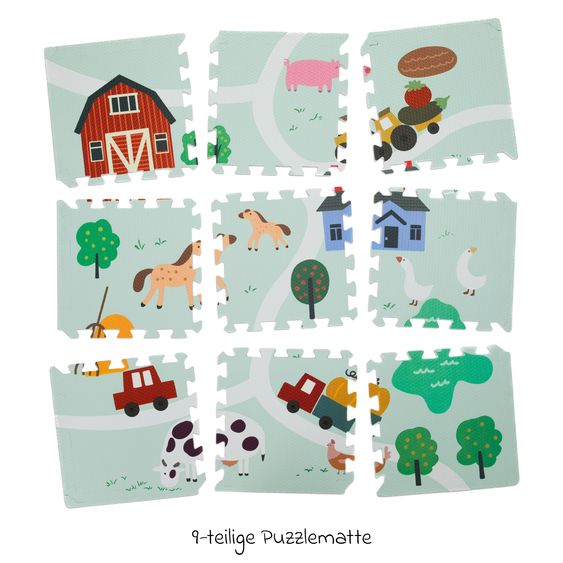 Fillikid 9 tlg. Puzzlematte Bauerhhof inkl. Tragetasche 93 x 93 cm