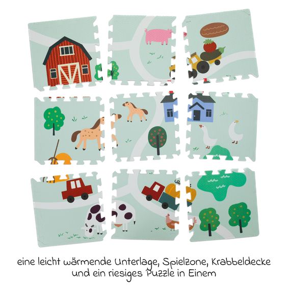 Fillikid 9 tlg. Puzzlematte Bauerhhof inkl. Tragetasche 93 x 93 cm