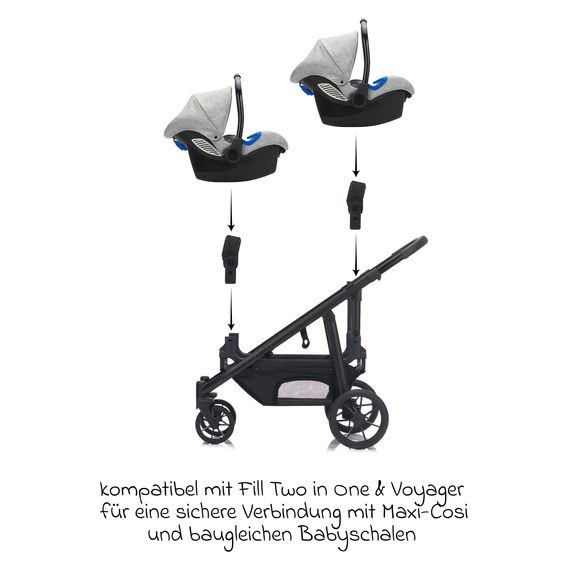 Fillikid Adapter für Fill Two in One & Fill Voyager für Maxi-Cosi Babyschalen - Schwarz