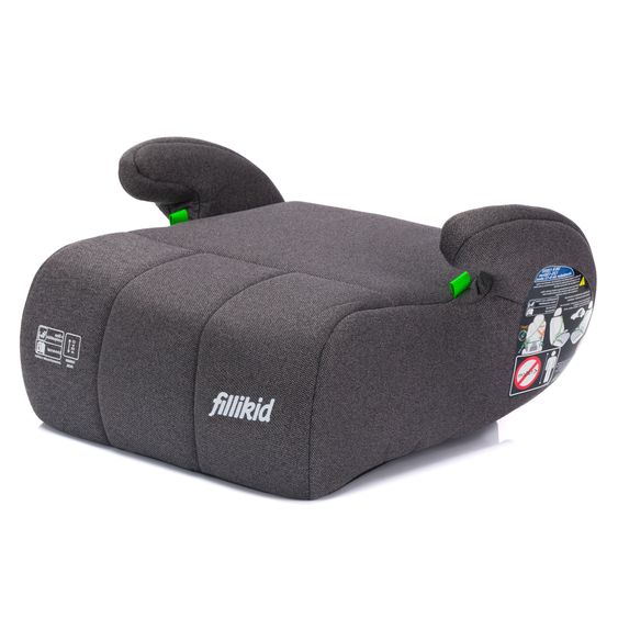Fillikid Rialzo per seggiolino auto Booster Comfort i-Size da 7 anni - 12 anni (125 cm - 150 cm) per fissaggio con cintura - Grigio