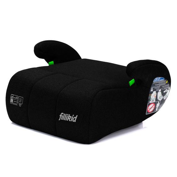 Fillikid Rialzo per seggiolino auto Booster Comfort i-Size da 7 anni - 12 anni (125 cm - 150 cm) per fissaggio con cintura - Nero