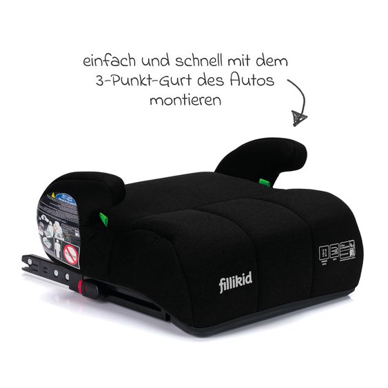 Fillikid Booster Car Seat Booster Comfort i-Size from 7 years - 12 years (125 cm - 150 cm) with ISOFIX attachment - Black