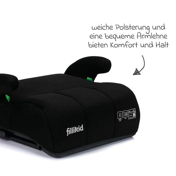 Fillikid Booster Car Seat Booster Comfort i-Size from 7 years - 12 years (125 cm - 150 cm) with ISOFIX attachment - Black
