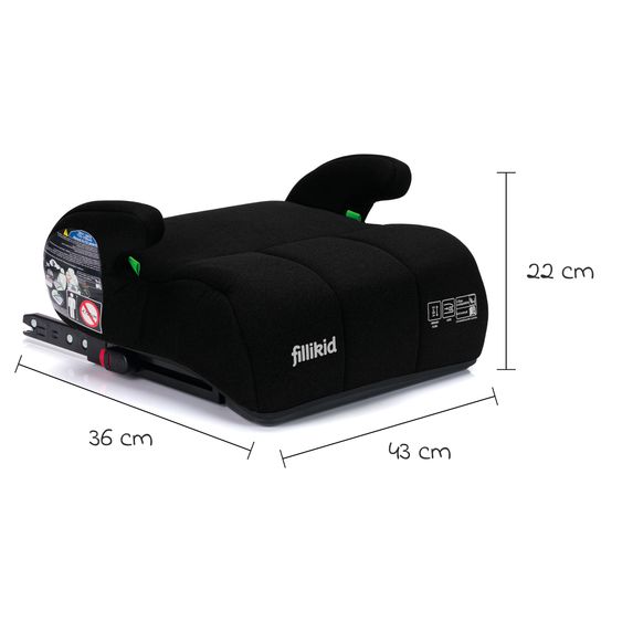 Fillikid Booster Car Seat Booster Comfort i-Size from 7 years - 12 years (125 cm - 150 cm) with ISOFIX attachment - Black