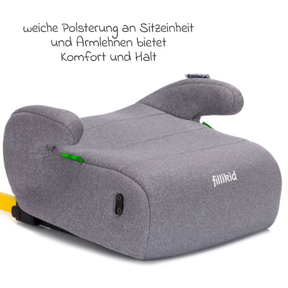 Fillikid Rialzo per seggiolino auto Ergo Fix i-Size da 7 anni - 12 anni (125 cm - 150 cm) con supporto Isofix - Grigio