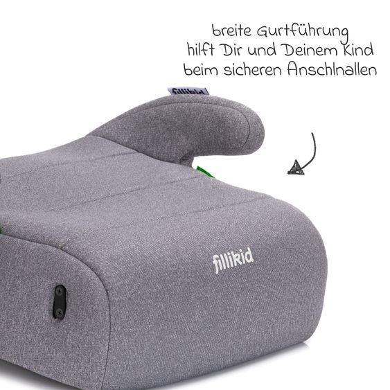 Fillikid Rialzo per seggiolino auto Ergo Fix i-Size da 7 anni - 12 anni (125 cm - 150 cm) con supporto Isofix - Grigio