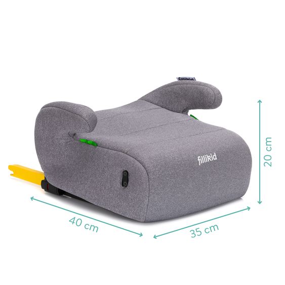 Fillikid Rialzo per seggiolino auto Ergo Fix i-Size da 7 anni - 12 anni (125 cm - 150 cm) con supporto Isofix - Grigio