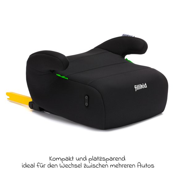Fillikid Auto-Kindersitzerhöhung Ergo Fix i-Size ab 7 Jahre - 12 Jahre (125 cm - 150 cm) mit Isofix-Halterung - Schwarz