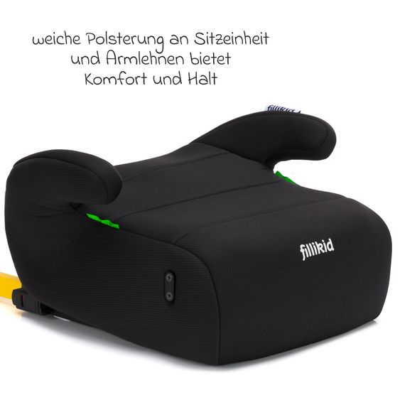 Fillikid Auto-Kindersitzerhöhung Ergo Fix i-Size ab 7 Jahre - 12 Jahre (125 cm - 150 cm) mit Isofix-Halterung - Schwarz