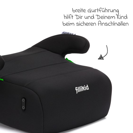 Fillikid Auto-Kindersitzerhöhung Ergo Fix i-Size ab 7 Jahre - 12 Jahre (125 cm - 150 cm) mit Isofix-Halterung - Schwarz