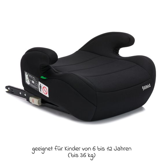 Fillikid Auto-Kindersitzerhöhung Flow Fix  i-Size ab 7 Jahre - 12 Jahre (125 cm - 150 cm) mit  Isofix-Halterung - Schwarz
