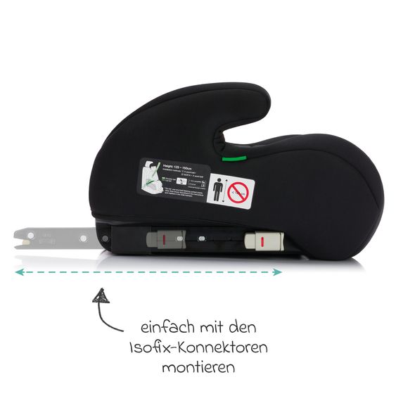 Fillikid Auto-Kindersitzerhöhung Flow Fix  i-Size ab 7 Jahre - 12 Jahre (125 cm - 150 cm) mit  Isofix-Halterung - Schwarz