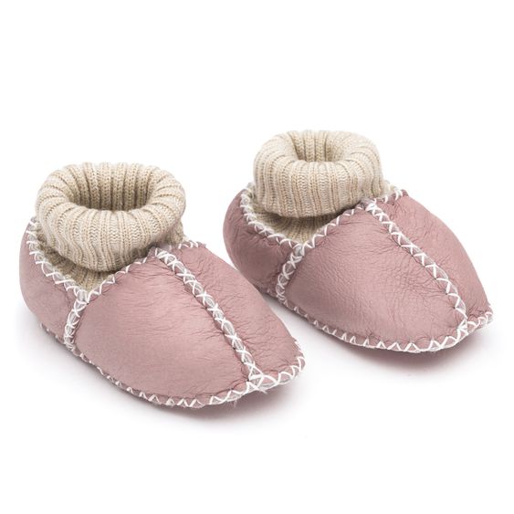 Fillikid Scarpe per neonati in lana d'agnello con elastico pratico - Rosa - Taglia: 19/20