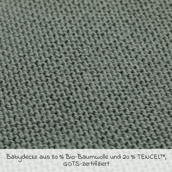 Fillikid Copertina per neonati Coperta Cosy in maglia per coccolare, coprire o stendere 80 x 100 cm - Verde