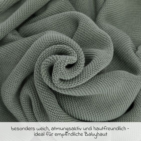 Fillikid Copertina per neonati Coperta Cosy in maglia per coccolare, coprire o stendere 80 x 100 cm - Verde
