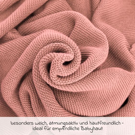 Fillikid Copertina per neonati Coperta Cosy in maglia per coccolare, coprire o stendere 80 x 100 cm - Rosa