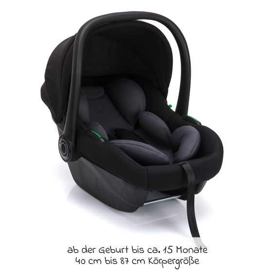 Fillikid Seggiolino auto per neonati Neo SL dalla nascita - 13 kg (40 cm - 87 cm) solo 3,20 kg leggero, riduttore seggiolino incluso con protezione imbottita & borsa per seggiolino auto - Nero