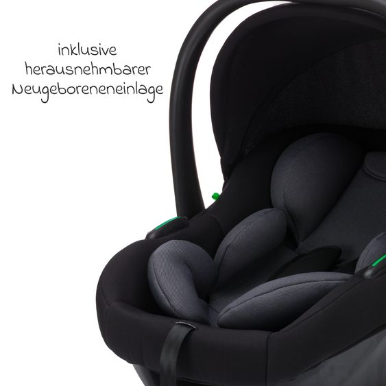 Fillikid Seggiolino auto per neonati Neo SL dalla nascita - 13 kg (40 cm - 87 cm) solo 3,20 kg leggero, riduttore seggiolino incluso con protezione imbottita & borsa per seggiolino auto - Nero