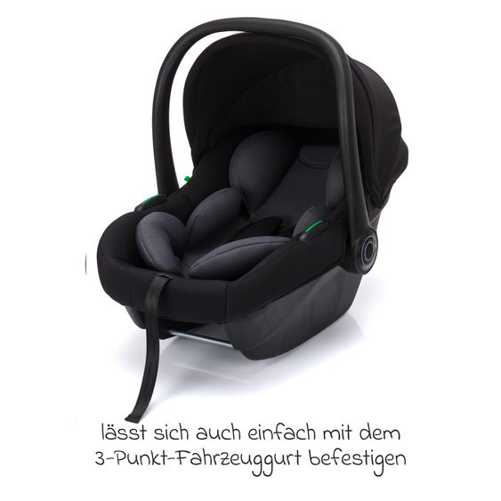 Fillikid Seggiolino auto per neonati Neo SL dalla nascita - 13 kg (40 cm - 87 cm) solo 3,20 kg leggero, riduttore seggiolino incluso con protezione imbottita & borsa per seggiolino auto - Nero