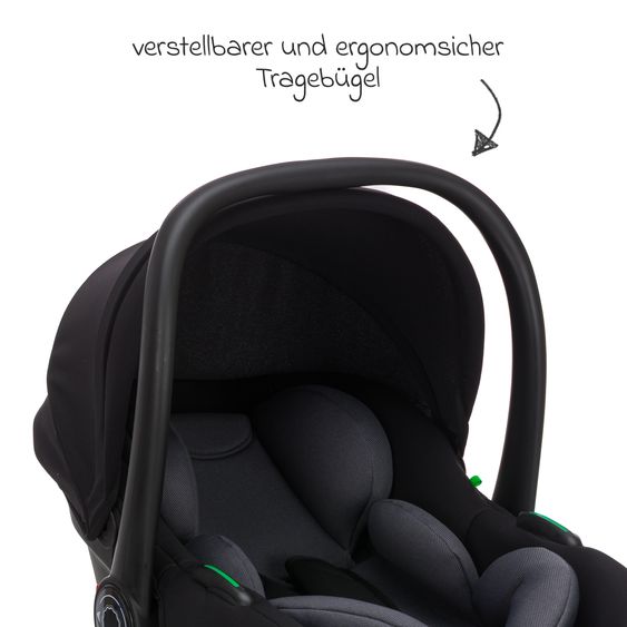Fillikid Seggiolino auto per neonati Neo SL dalla nascita - 13 kg (40 cm - 87 cm) solo 3,20 kg leggero, riduttore incluso con protezione imbottita - Nero