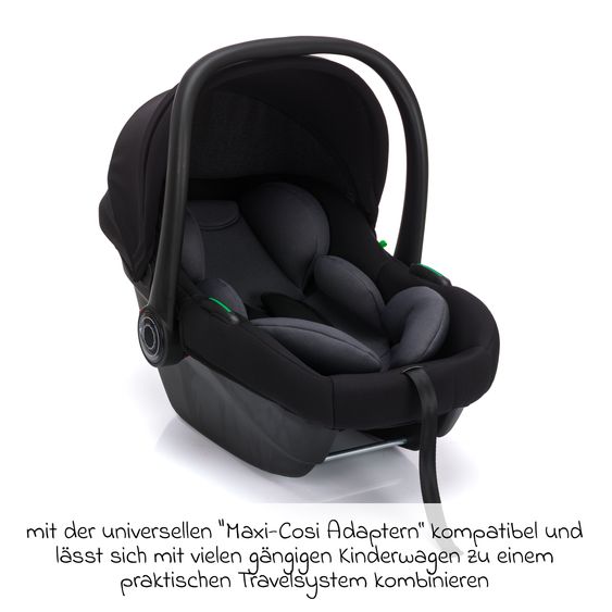Fillikid Seggiolino auto per neonati Neo SL dalla nascita - 13 kg (40 cm - 87 cm) solo 3,20 kg leggero, riduttore incluso con protezione imbottita - Nero