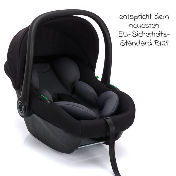 Fillikid Seggiolino auto per neonati Neo SL dalla nascita - 13 kg (40 cm - 87 cm) solo 3,20 kg leggero, riduttore incluso con protezione imbottita - Nero