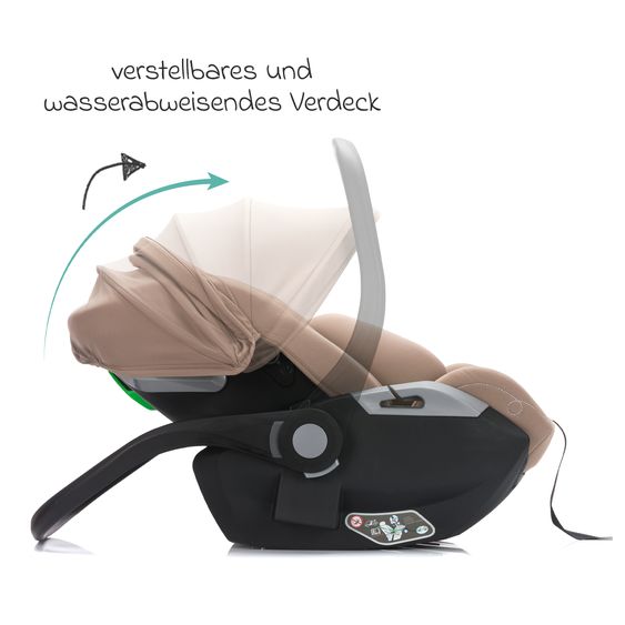 Fillikid Seggiolino auto per neonati Noa 360° girevole dalla nascita - 9 mesi (40 cm - 87 cm) con posizione reclinata a 175° incl. base Isofix - Dessert Brown