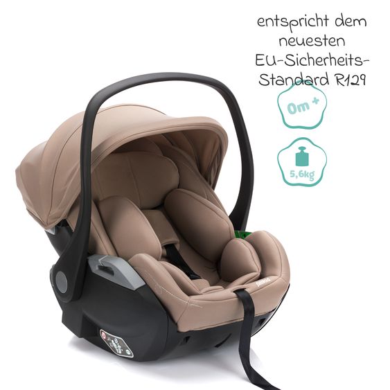 Fillikid Seggiolino auto per neonati Noa 360° girevole dalla nascita - 9 mesi (40 cm - 87 cm) con posizione reclinata a 175° incl. base Isofix - Dessert Brown