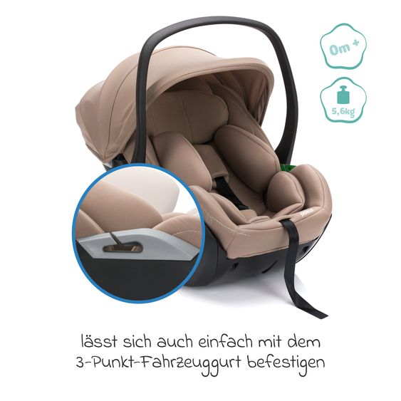 Fillikid Seggiolino auto per neonati Noa 360° girevole dalla nascita - 9 mesi (40 cm - 87 cm) con posizione reclinata a 175° incl. base Isofix - Dessert Brown