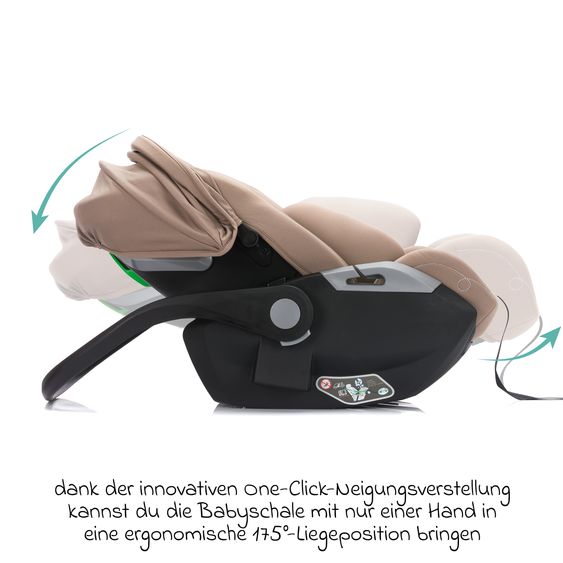 Fillikid Seggiolino auto per neonati Noa 360° girevole dalla nascita - 9 mesi (40 cm - 87 cm) con posizione reclinata a 175° incl. base Isofix - Dessert Brown
