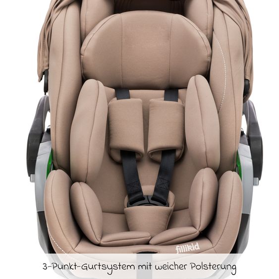 Fillikid Seggiolino auto per neonati Noa 360° girevole dalla nascita - 9 mesi (40 cm - 87 cm) con posizione reclinata a 175° incl. base Isofix - Dessert Brown