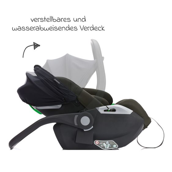 Fillikid Seggiolino auto per neonati Noa 360° girevole dalla nascita - 9 mesi (40 cm - 87 cm) con posizione reclinata a 175° incl. base Isofix - Forest Green