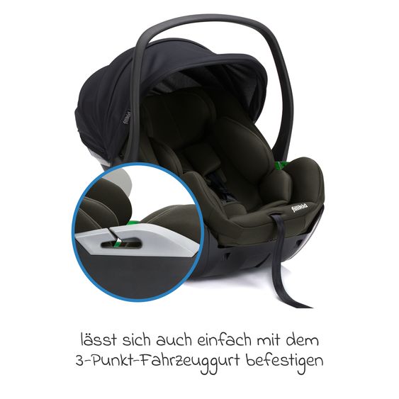 Fillikid Seggiolino auto per neonati Noa 360° girevole dalla nascita - 9 mesi (40 cm - 87 cm) con posizione reclinata a 175° incl. base Isofix - Forest Green