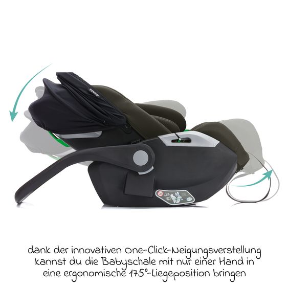 Fillikid Seggiolino auto per neonati Noa 360° girevole dalla nascita - 9 mesi (40 cm - 87 cm) con posizione reclinata a 175° incl. base Isofix - Forest Green
