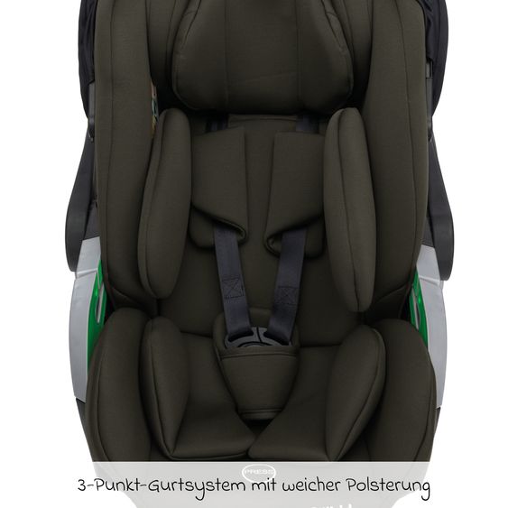 Fillikid Seggiolino auto per neonati Noa 360° girevole dalla nascita - 9 mesi (40 cm - 87 cm) con posizione reclinata a 175° incl. base Isofix - Forest Green