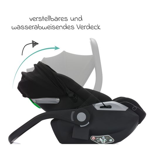 Fillikid Seggiolino auto per neonati Noa 360° girevole dalla nascita - 9 mesi (40 cm - 87 cm) con posizione reclinata a 175° incl. base Isofix - Nero