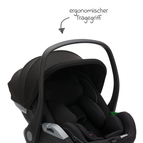 Fillikid Seggiolino auto per neonati Noa 360° girevole dalla nascita - 9 mesi (40 cm - 87 cm) con posizione reclinata a 175° incl. base Isofix - Nero