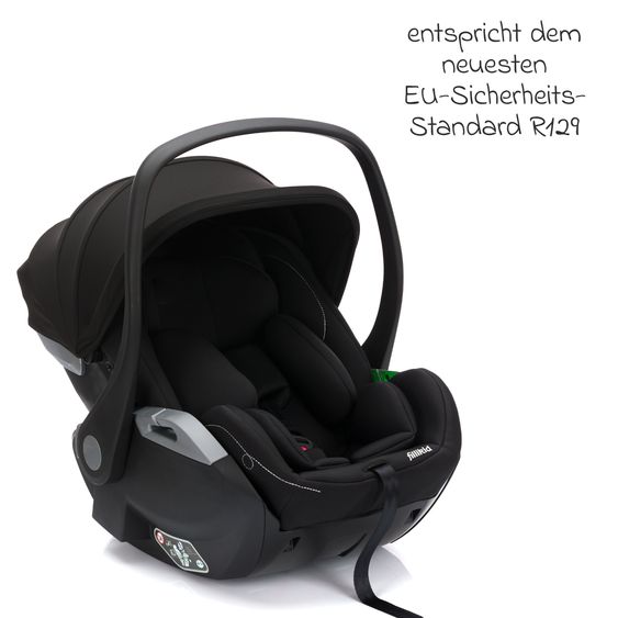 Fillikid Seggiolino auto per neonati Noa 360° girevole dalla nascita - 9 mesi (40 cm - 87 cm) con posizione reclinata a 175° incl. base Isofix - Nero