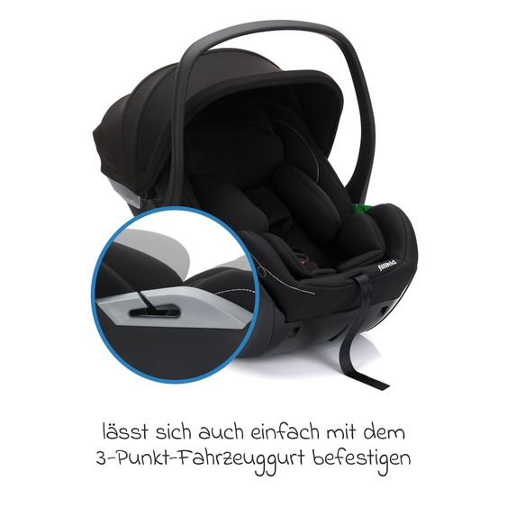 Fillikid Seggiolino auto per neonati Noa 360° girevole dalla nascita - 9 mesi (40 cm - 87 cm) con posizione reclinata a 175° incl. base Isofix - Nero