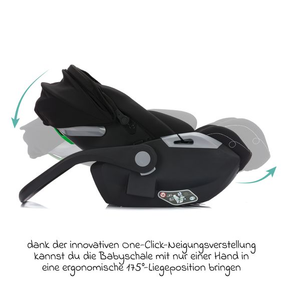 Fillikid Seggiolino auto per neonati Noa 360° girevole dalla nascita - 9 mesi (40 cm - 87 cm) con posizione reclinata a 175° incl. base Isofix - Nero