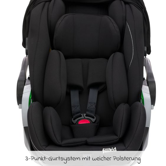 Fillikid Seggiolino auto per neonati Noa 360° girevole dalla nascita - 9 mesi (40 cm - 87 cm) con posizione reclinata a 175° incl. base Isofix - Nero