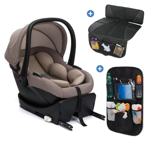 Fillikid Set De Siège Auto Bébé Neo SL dès la naissance jusqu’à 13 kg (40 cm - 87 cm) seulement 3,20 kg, réducteur de siège, base ISOFIX incl. protection rembourrée & sac de siège auto - Naturel