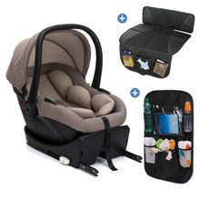 Set Seggiolino auto per neonati Neo SL dalla nascita fino a 13 kg (40 cm - 87 cm) solo 3,20 kg, riduttore seggiolino, base ISOFIX incl. protezione imbottita & borsa per seggiolino auto - Natur