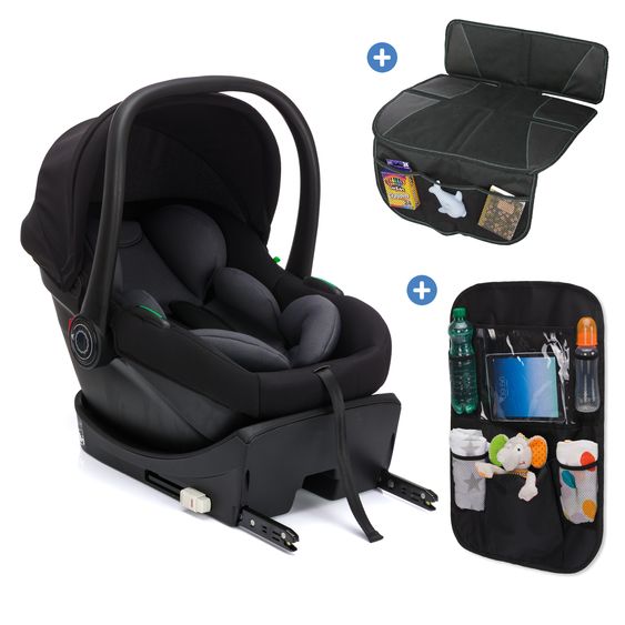 Fillikid Set Seggiolino auto per neonati Neo SL dalla nascita fino a 13 kg (40 cm - 87 cm) solo 3,20 kg, riduttore seggiolino, base ISOFIX incl. protezione imbottita & borsa per seggiolino auto - Nero