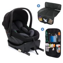 Set Seggiolino auto per neonati Neo SL dalla nascita fino a 13 kg (40 cm - 87 cm) solo 3,20 kg, riduttore seggiolino, base ISOFIX incl. protezione imbottita & borsa per seggiolino auto - Nero