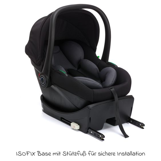 Fillikid Set Seggiolino auto per neonati Neo SL dalla nascita fino a 13 kg (40 cm - 87 cm) solo 3,20 kg, riduttore seggiolino, base ISOFIX incl. protezione imbottita & borsa per seggiolino auto - Nero