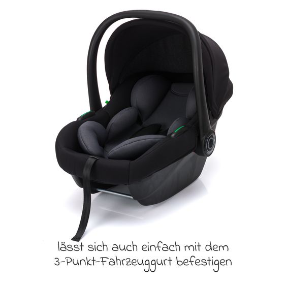 Fillikid Set Seggiolino auto per neonati Neo SL dalla nascita fino a 13 kg (40 cm - 87 cm) solo 3,20 kg, riduttore seggiolino, base ISOFIX incl. protezione imbottita & borsa per seggiolino auto - Nero