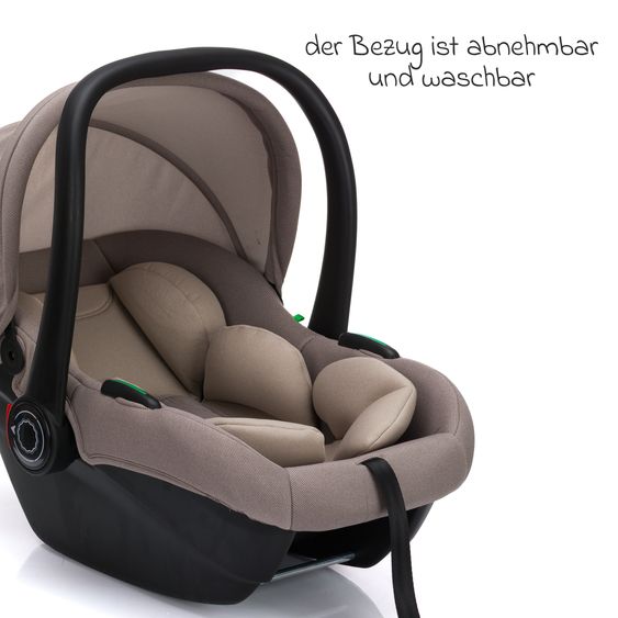Fillikid Set Seggiolino auto per neonati Neo SL dalla nascita fino a 13 kg (40 cm - 87 cm) solo 3,20 kg, riduttore seduta, base Isofix incl. protezione imbottita - Natur