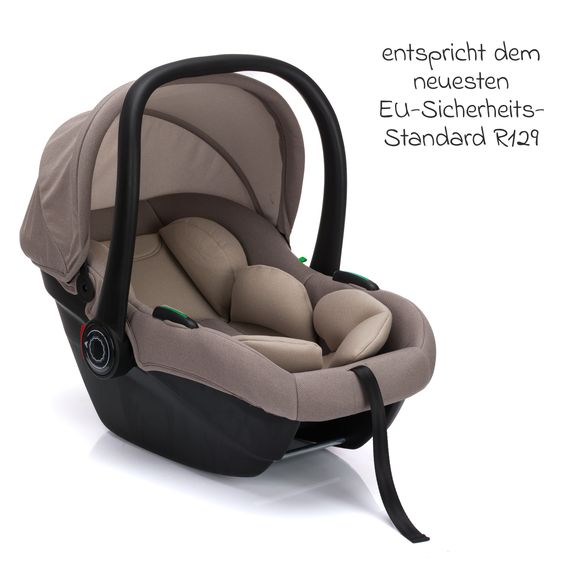 Fillikid Set Seggiolino auto per neonati Neo SL dalla nascita fino a 13 kg (40 cm - 87 cm) solo 3,20 kg, riduttore seduta, base Isofix incl. protezione imbottita - Natur